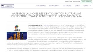 Waterton Launches Resident Donation Platform at Presidential ...