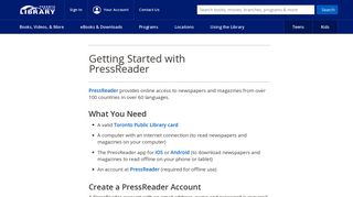 Getting Started with PressReader : Toronto Public Library