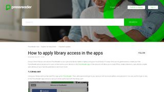 How to apply library access in the apps – PressReader Care