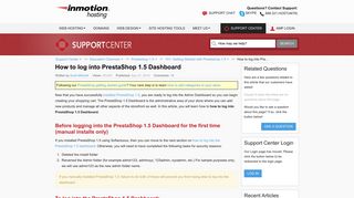 How to log into PrestaShop 1.5 Dashboard | InMotion Hosting