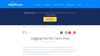 Logging into the Client Area - HostPresto!