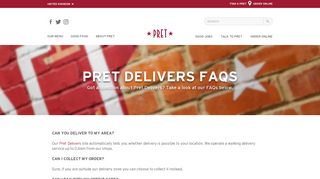 Pret Delivers FAQs | Pret A Manger UK