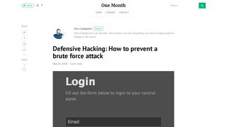 Defensive Hacking: How to prevent a brute force attack - One Month