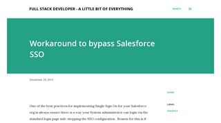 Workaround to bypass Salesforce SSO - Full Stack Developer