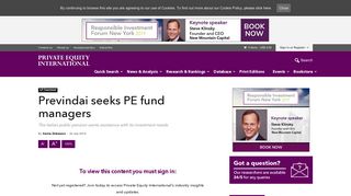 Previndai seeks PE fund managers | Private Equity International