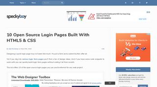 10 Open Source Login Pages Built With HTML5 & CSS - Speckyboy