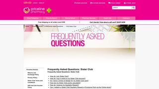 FAQ Sister Club - Priceline Pharmacy