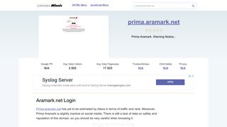 Prima.aramark.net website. Aramark.net Login.