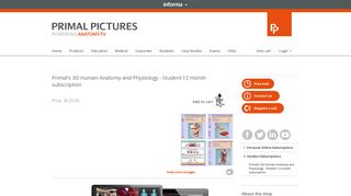 Primal's 3D Human Anatomy & Physiology | Student Online Subscription