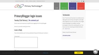 PrimaryBlogger login issues | Primary Technology