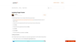 Installing Target Tracker – Arete 9 Help Centre