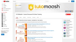TUTOMAASH - Oracle Primavera P6 Online Training - YouTube