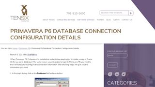 Primavera P6 Database Connection Configuration Details
