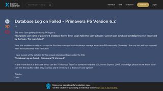 Database Log on Failed - Primavera P6 Version 6.2 - Experts Exchange