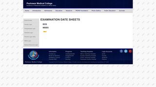 Examination Datesheets - Peshawar Medical College
