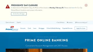 Online Banking - Prime Financial Credit Union, Milwaukee.