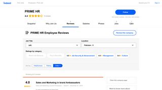 Working at PRIME HR: Employee Reviews | Indeed.com.pk