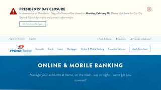 Online and Mobile Banking - Prime Financial Credit Union. Milwaukee.