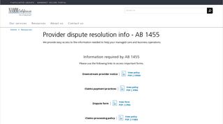 NAMM California Provider Dispute Resolution - AB1455