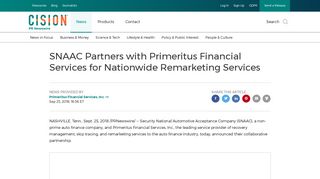 SNAAC Partners with Primeritus Financial Services for Nationwide ...