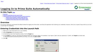 Logging In to Prime Suite Automatically - Greenway Health
