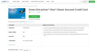 Primor Secured Visa Classic Card - Credit.com