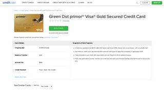 Green Dot primor Visa Gold - Credit.com