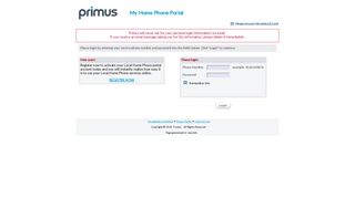 Primus Local Home Phone Service Portal