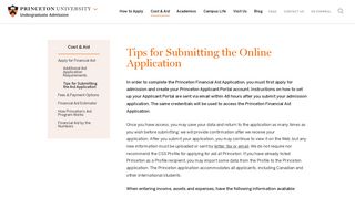 Tips for Submitting the Aid Application - Princeton University Admission