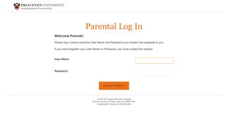 Parental Access - Log In - Princeton University