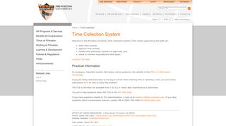 Office of Human Resources - Time Collection ... - Princeton University