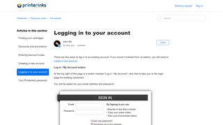 Logging in to your account – Printerinks