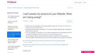 I can't access my account on your Website. What am I ... - Printerpix