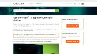 Use the Prism® TV app on your mobile device | CenturyLink