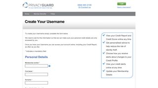 Create Your Username - PrivacyGuard