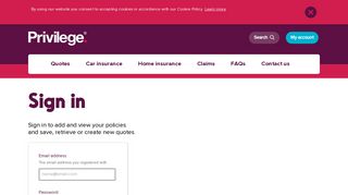 My Dashboard - Sign In - Privilege Insurance
