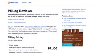 PRLog Reviews, Pricing, Key Info, and FAQs - The SMB Guide
