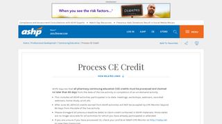 Process CE Credit - ASHP