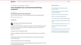 Is Pro Healthywayz a real network marketing company? - Quora