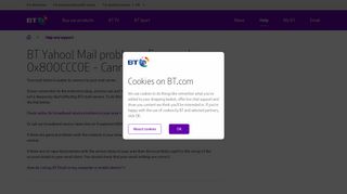 BT Yahoo! Mail problems: Error code 0x800CCC0E - Cannot connect ...
