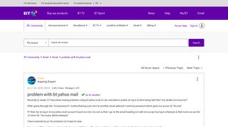 Solved: problem with bt yahoo mail - BT Community