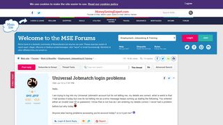 Universal Jobmatch login problems - MoneySavingExpert.com Forums