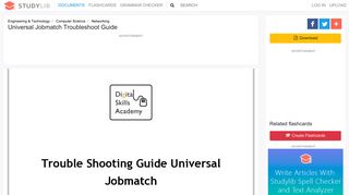 Universal Jobmatch Troubleshoot Guide - studylib.net