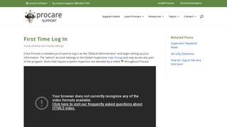 First Time Log In - Procare Support