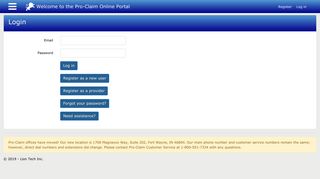 ProClaim Online Enrollment Portal: Log in