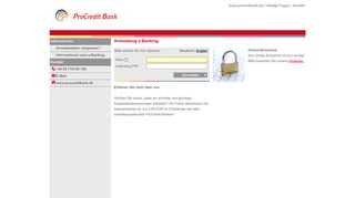 Anmeldung e-Banking Procredit Bank