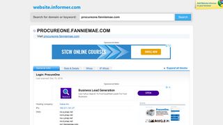 procureone.fanniemae.com at WI. Login: ProcureOne - Website Informer