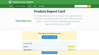 Product Report Card Reviews & Ratings - Paid Survey Update