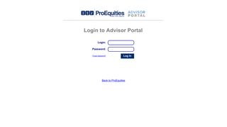 Login to Advisor Portal - ProEquities Advisor Portal