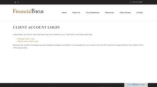 Client Account Login | Financial Focus